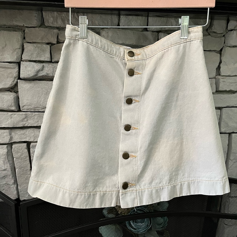 American Apparel Cream Button-Up Mini Skirt